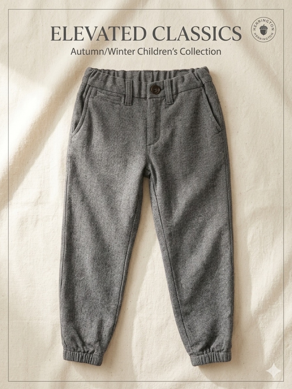 Gap Kids Boys Herringbone Jogger Pants Gray Size 6 Regular Elastic Cuff EUC